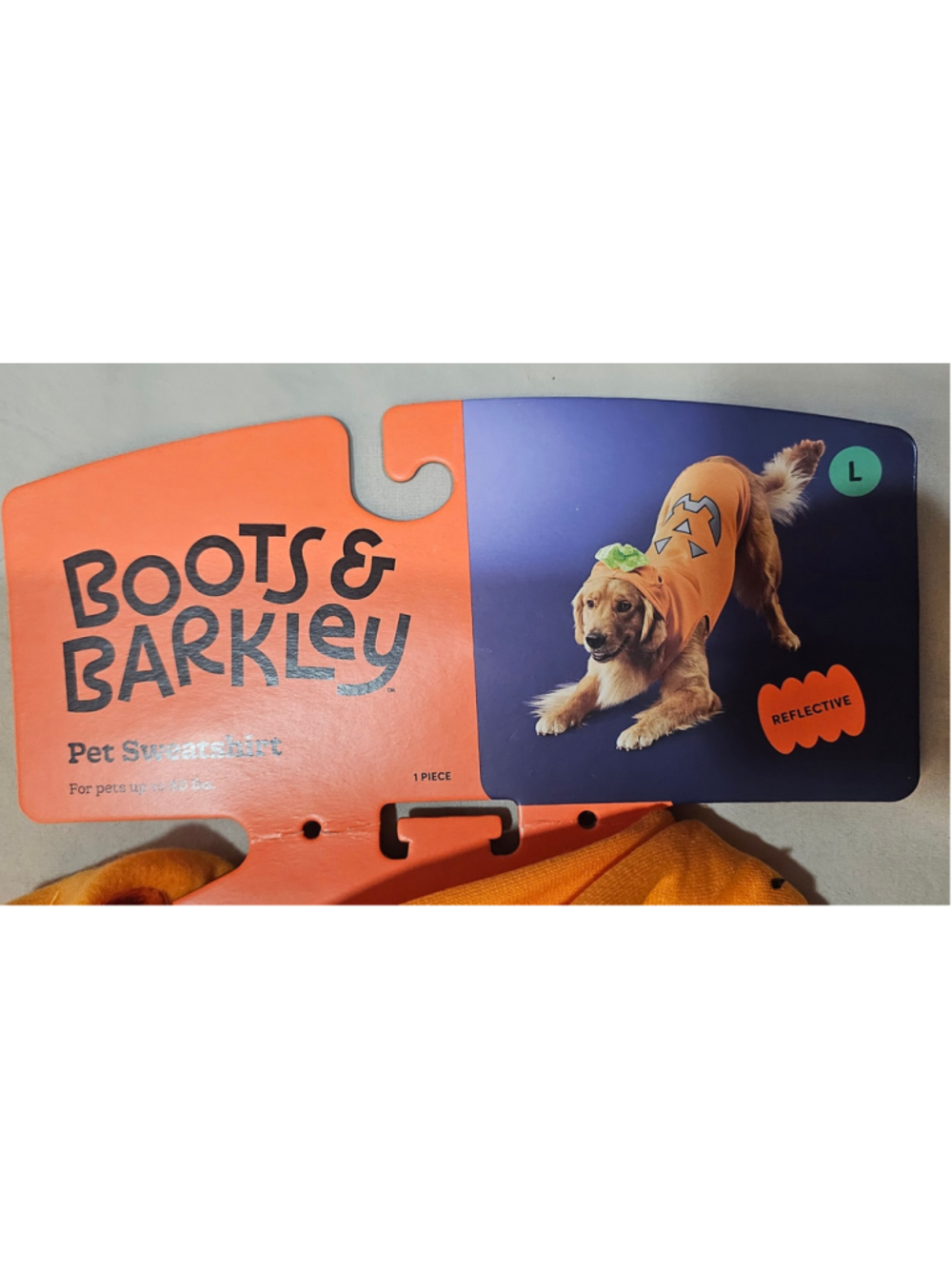 Boots & Barkley Dog Pumpkin Halloween Sweatshirt Size L Orange Black